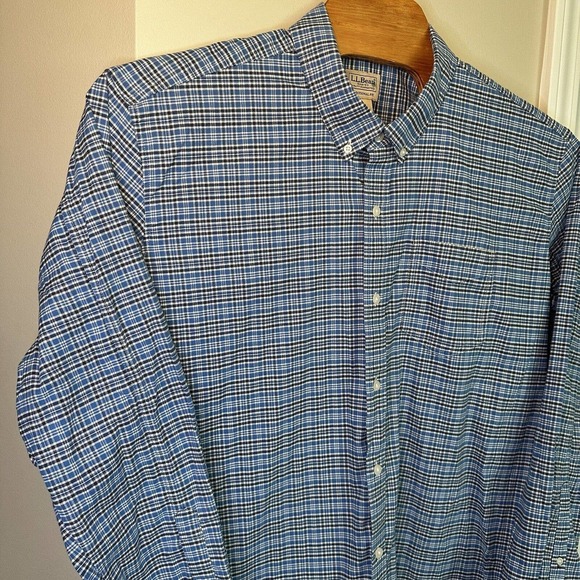 L.L. Bean Traditional Fit Long Sleeve Blue Plaid Button Down Mens Size XXL 2XL - Picture 3 of 4